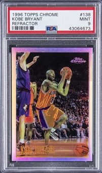 1996-97 Topps Chrome Refractors #138 Kobe Bryant Rookie Card - PSA MINT 9